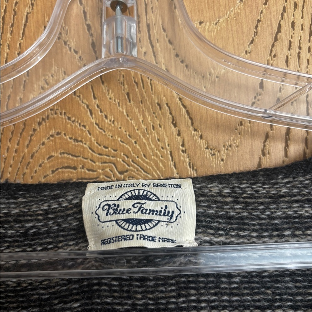 ‘Blue Family’ Benetton Black and Gray Striped Sweater - Picture 3 of 4